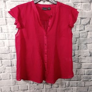 Covington Pink Sheer Buttondown Blouse M